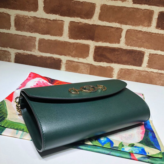 Gucci Zumi Smooth Leather Small Shoulder Bag Green 572375