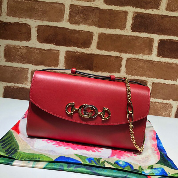 Gucci Zumi Smooth Leather Small Shoulder Bag Red 572375