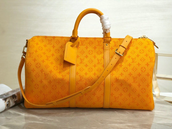 Louis Vuitton Monogram Denim Keepall Bandouliere 50 Yellow M44645