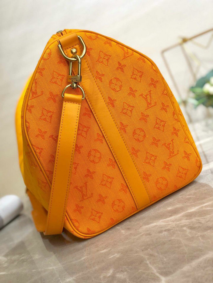 Louis Vuitton Monogram Denim Keepall Bandouliere 50 Yellow M44645