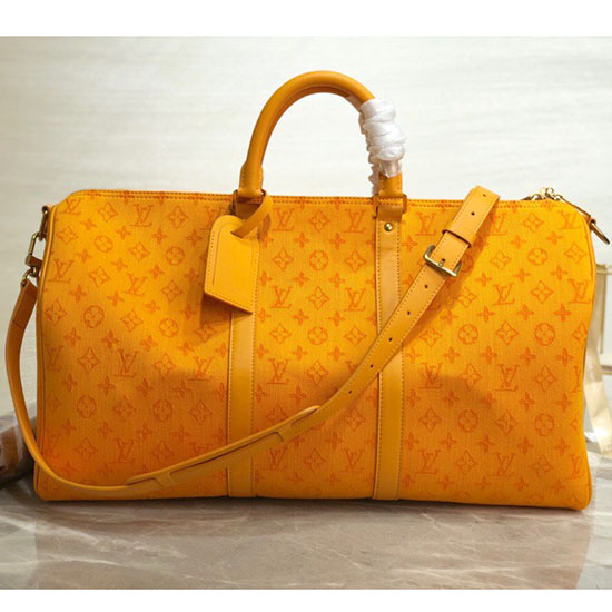 Louis Vuitton Monogram Denim Keepall Bandouliere 50 Yellow M44645