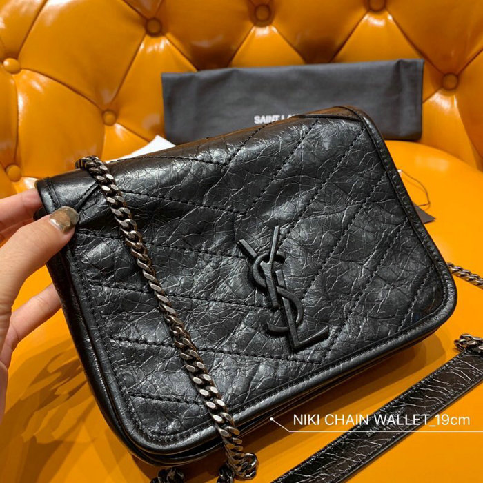 Saint Laurent Niki Chain Wallet Black 583103