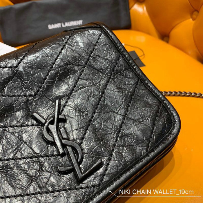 Saint Laurent Niki Chain Wallet Black 583103