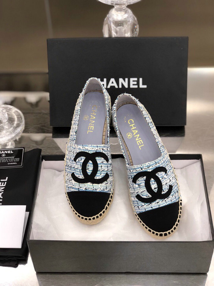 Chanel Tweed Espadrilles Light Blue C18061