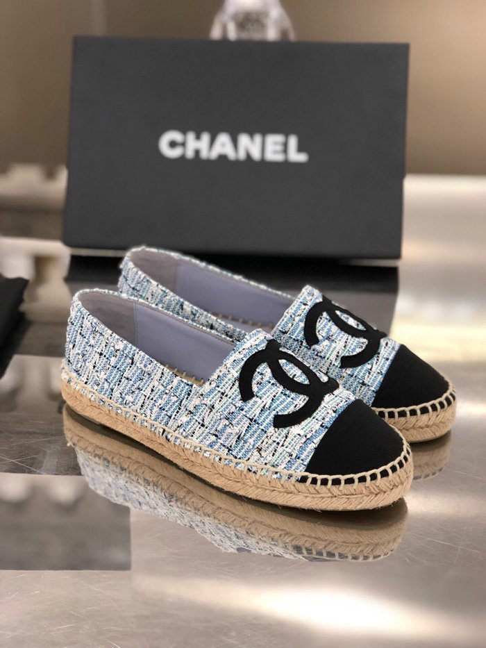 Chanel Tweed Espadrilles Light Blue C18061