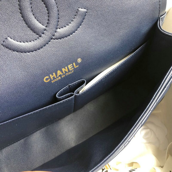 Classic Chanel Lambskin Flap Shoulder Bag Blue A1112