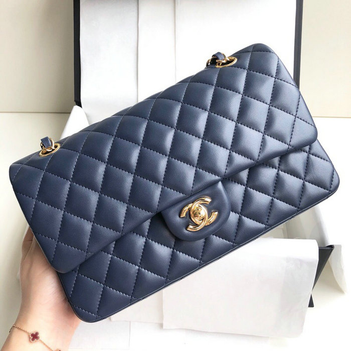 Classic Chanel Lambskin Flap Shoulder Bag Blue A1112