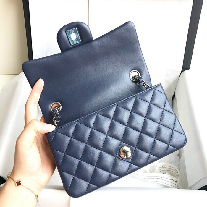 Classic Chanel Lambskin Small Flap Bag Blue CF1116