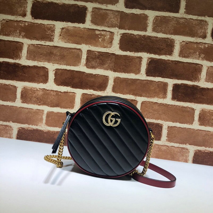 Gucci GG Marmont mini round shoulder bag Black 550154