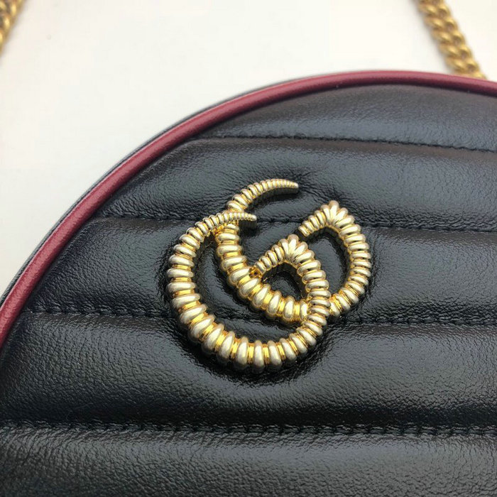 Gucci GG Marmont mini round shoulder bag Black 550154