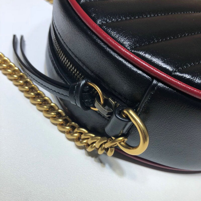 Gucci GG Marmont mini round shoulder bag Black 550154