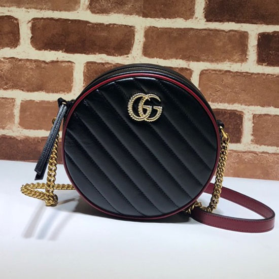 Gucci GG Marmont mini round shoulder bag Black 550154