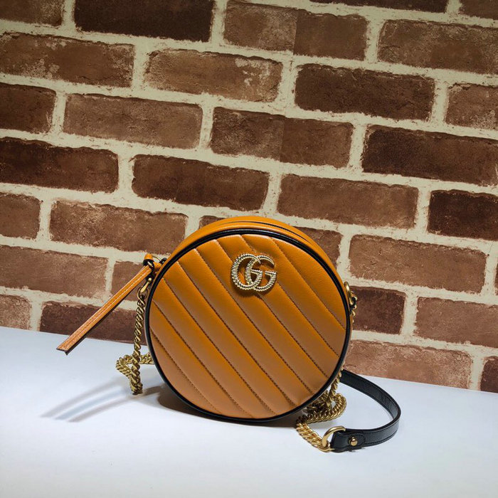 Gucci GG Marmont mini round shoulder bag Cognac 550154