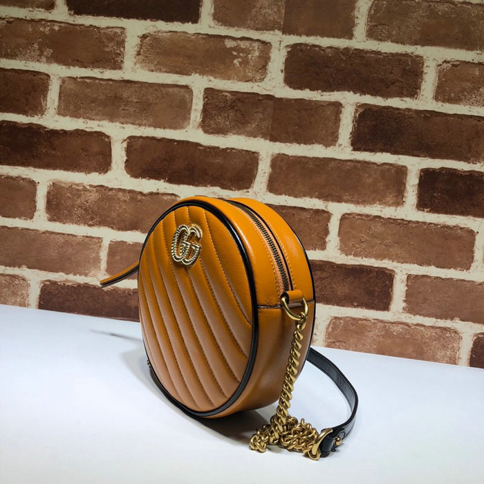 Gucci GG Marmont mini round shoulder bag Cognac 550154