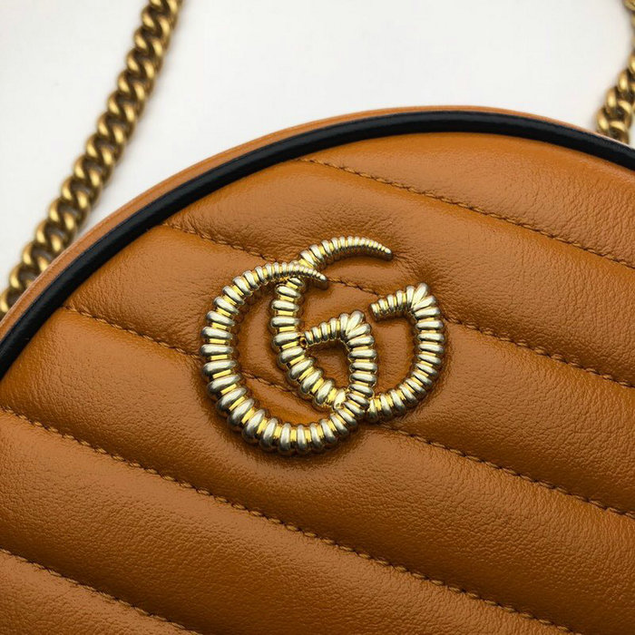 Gucci GG Marmont mini round shoulder bag Cognac 550154