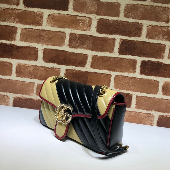 Gucci GG Marmont small shoulder bag Black and Beige 443497