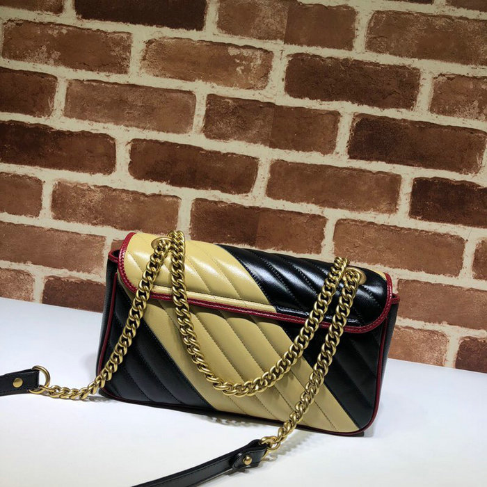 Gucci GG Marmont small shoulder bag Black and Beige 443497