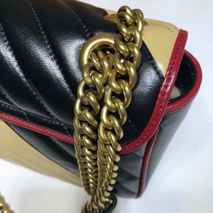 Gucci GG Marmont small shoulder bag Black and Beige 443497