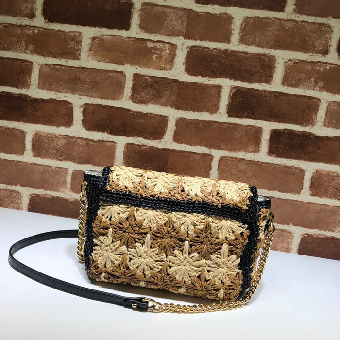 Gucci GG Marmont Raffia Small Shoulder Bag Black 574433