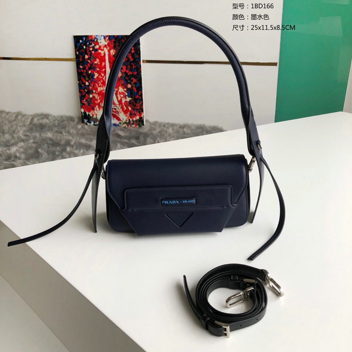 Prada Manuelle Leather Shoulder Bag Blue 1BD166