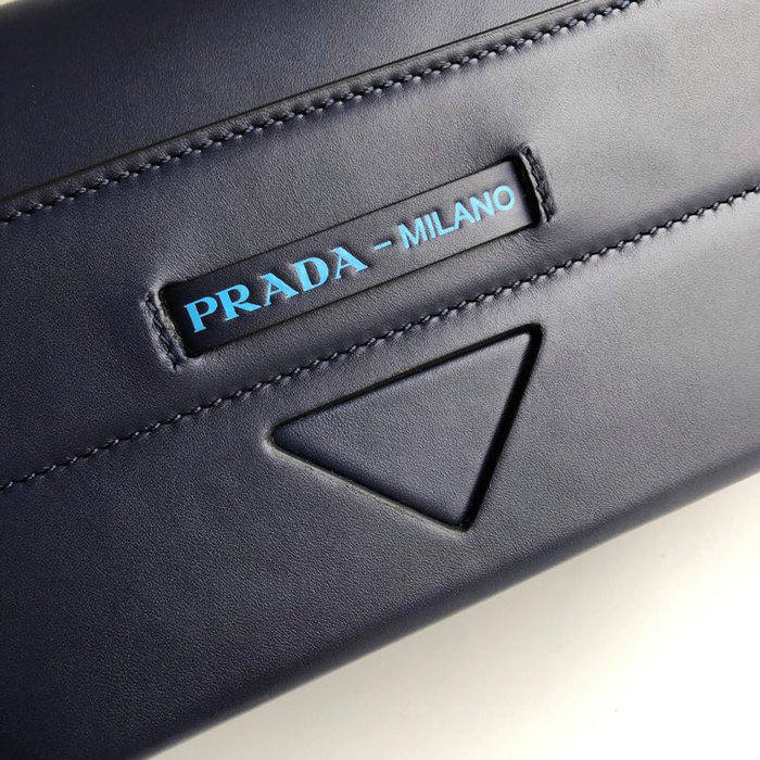 Prada Manuelle Leather Shoulder Bag Blue 1BD166