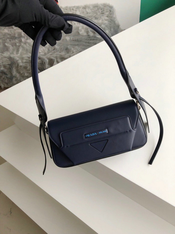 Prada Manuelle Leather Shoulder Bag Blue 1BD166