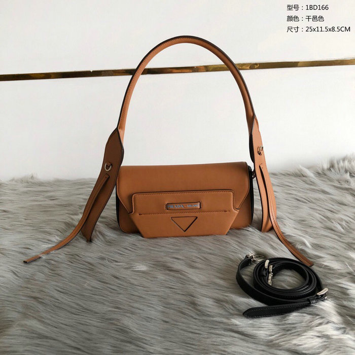 Prada Manuelle Leather Shoulder Bag Brown 1BD166