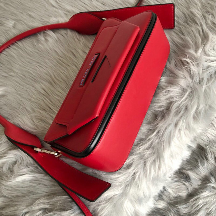 Prada Manuelle Leather Shoulder Bag Red 1BD166