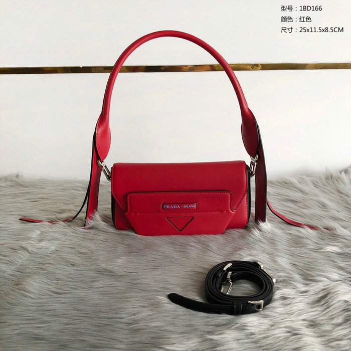 Prada Manuelle Leather Shoulder Bag Red 1BD166