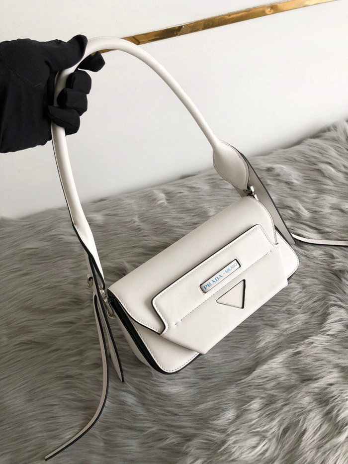 Prada Manuelle Leather Shoulder Bag White 1BD166