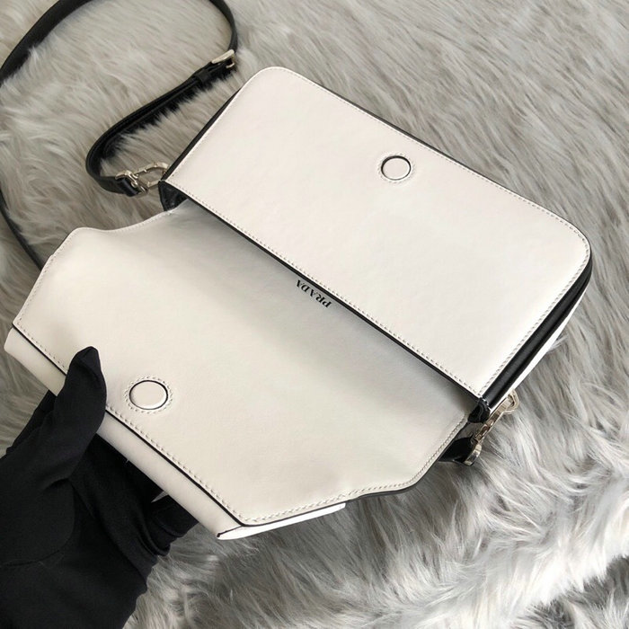 Prada Manuelle Leather Shoulder Bag White 1BD166