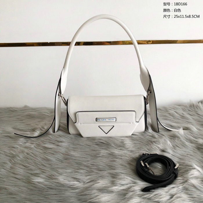 Prada Manuelle Leather Shoulder Bag White 1BD166