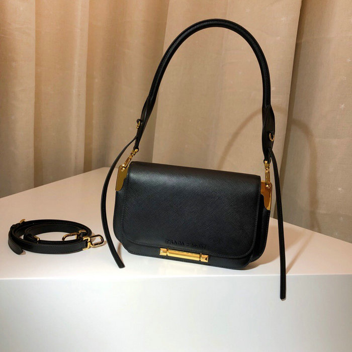 Prada Saffiano Leather Shoulder Bag Black 1BD165