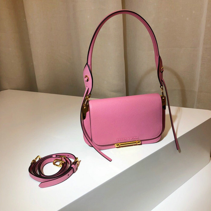 Prada Saffiano Leather Shoulder Bag Pink 1BD165