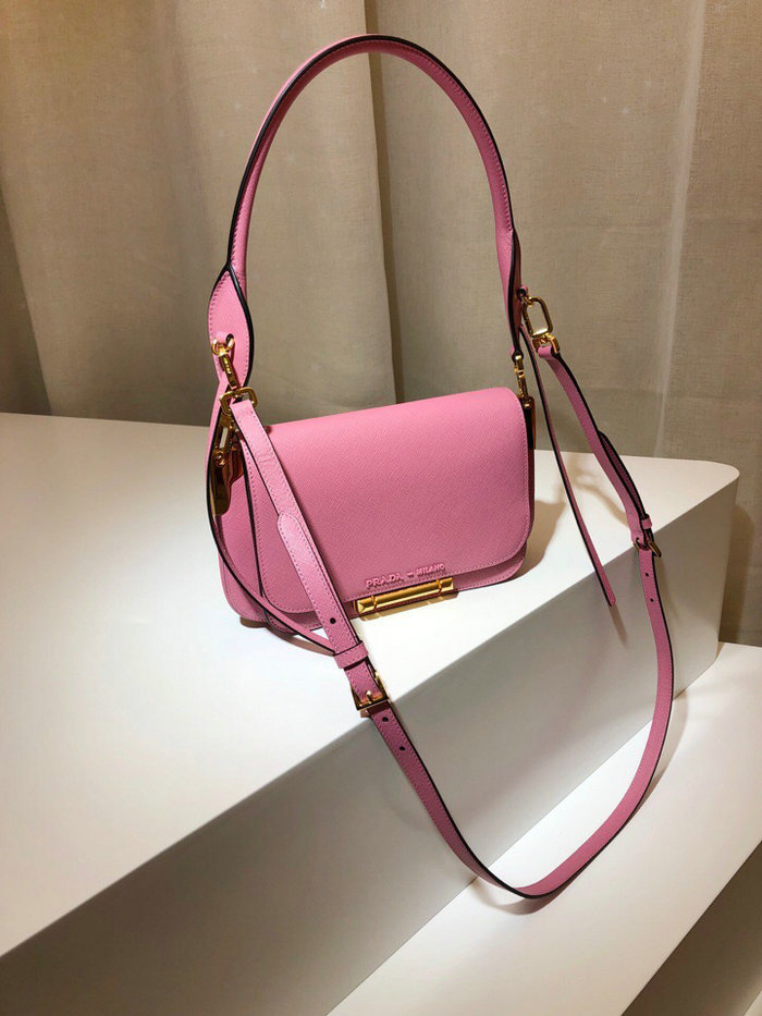 Prada Saffiano Leather Shoulder Bag Pink 1BD165