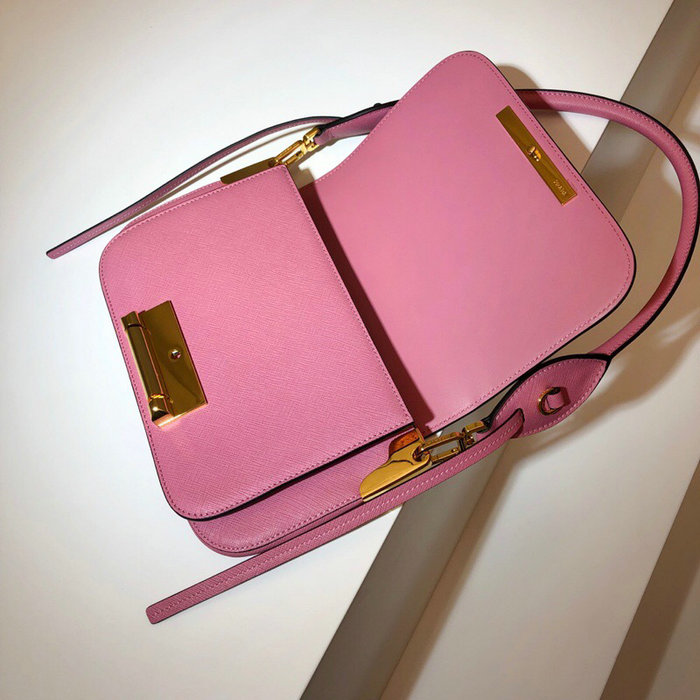 Prada Saffiano Leather Shoulder Bag Pink 1BD165