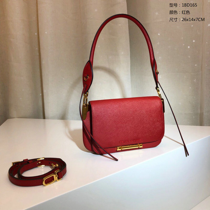 Prada Saffiano Leather Shoulder Bag Red 1BD165