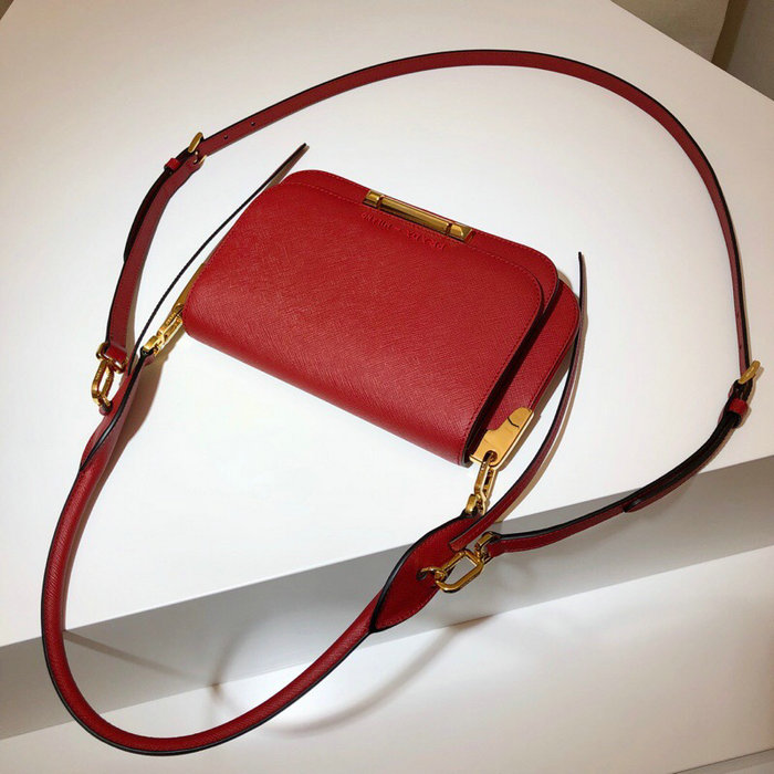 Prada Saffiano Leather Shoulder Bag Red 1BD165