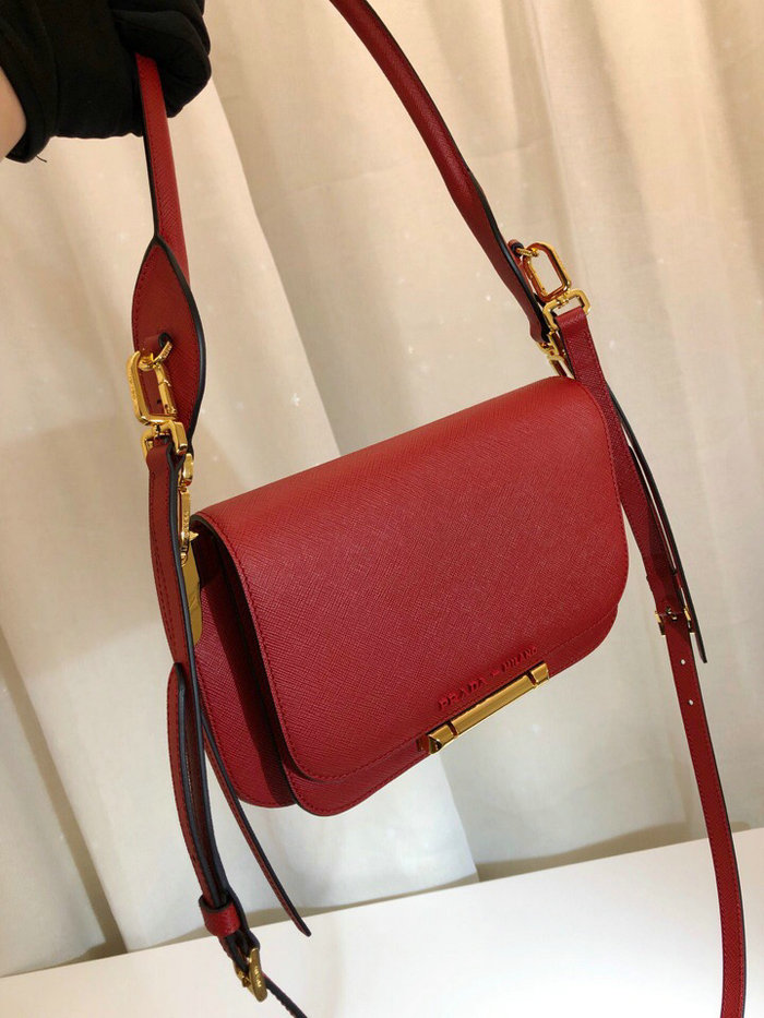 Prada Saffiano Leather Shoulder Bag Red 1BD165