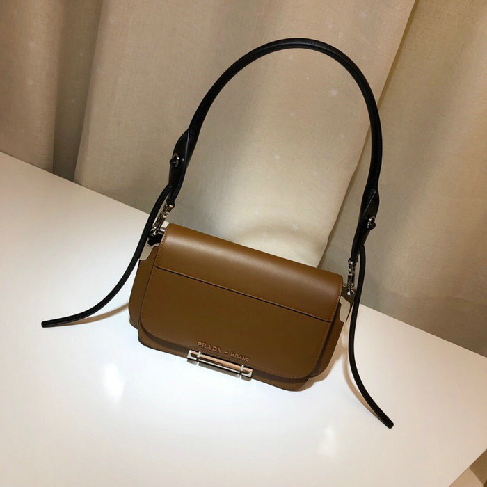 Prada Sybille Leather Shoulder Bag Brown 1BD165