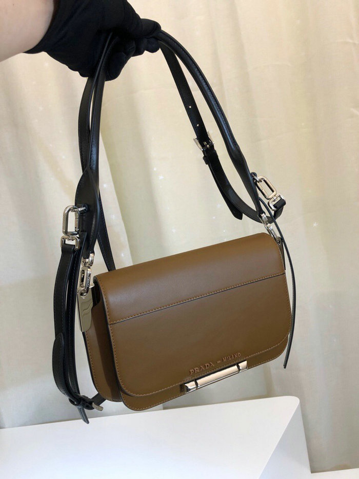 Prada Sybille Leather Shoulder Bag Brown 1BD165