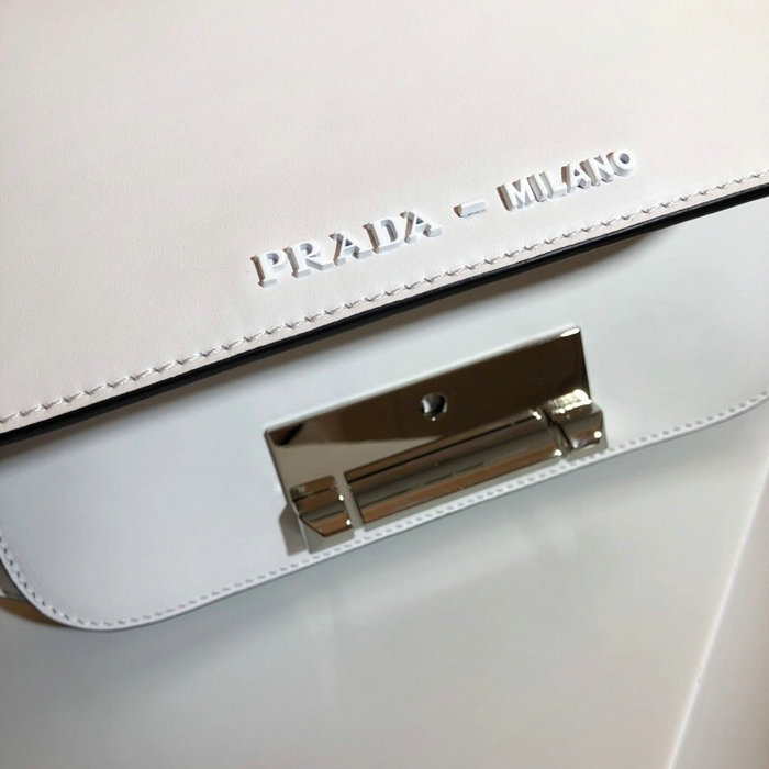 Prada Sybille Leather Shoulder Bag White 1BD165