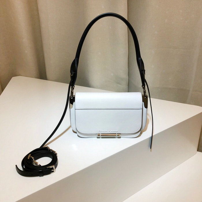 Prada Sybille Leather Shoulder Bag White 1BD165