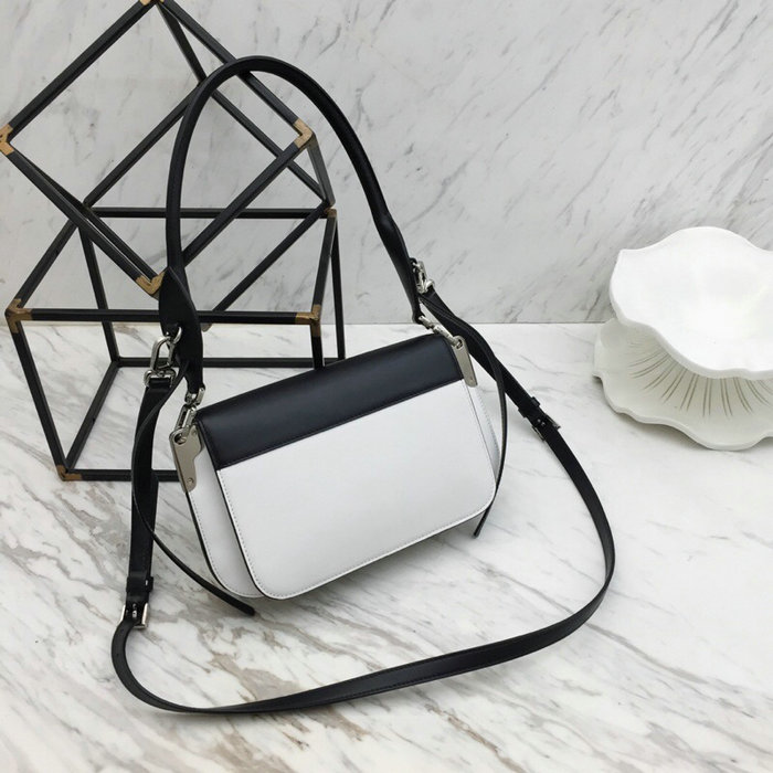 Prada Sybille Leather Shoulder Bag White and Black 1BD165