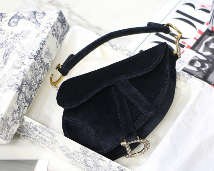 Dior Velvet Saddle Bag Black D07231