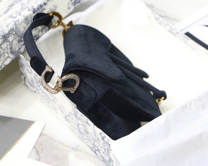 Dior Velvet Saddle Bag Black D07231