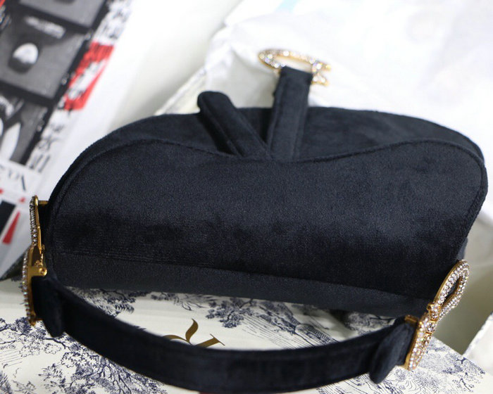 Dior Velvet Saddle Bag Black D07231