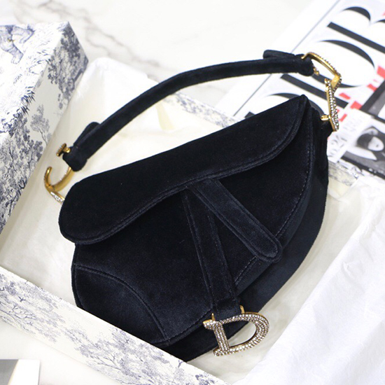 Dior Velvet Saddle Bag Black D07231