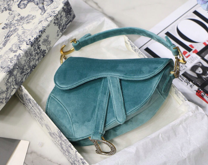 Dior Velvet Saddle Bag Green D07231