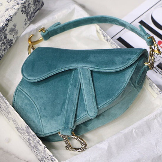 Dior Velvet Saddle Bag Green D07231